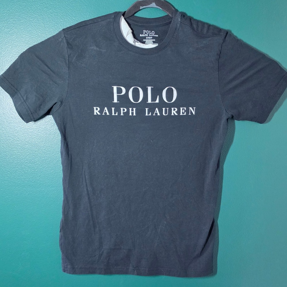 Polo Ralph Lauren Mens Small Black Short Sleeve Graphic Logo T-Shirt Cotton Tee